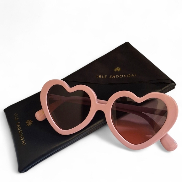 Lele Sadoughi Heart Sunglasses Pink Blush Oversized Gradient Lenses NWOT - Picture 11 of 16
